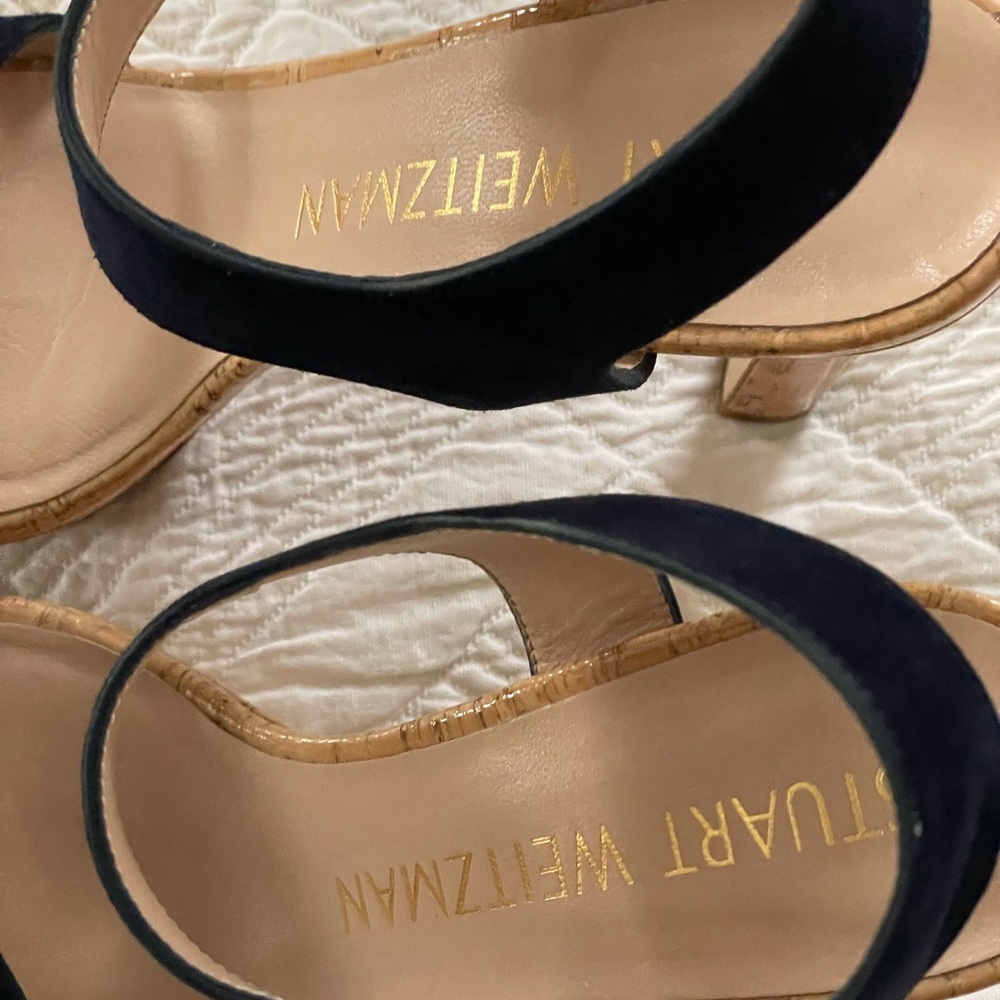 Authentic Stuart Weitzman Navy Platform Sandals - image 2